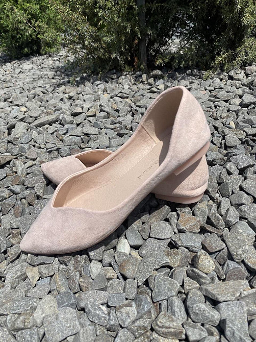 TEE Tspace Балетки човник жіночі з гострим носком, колір пудра, еко-замша TEE Tspace -12 весна- Коломыя - изображение 6