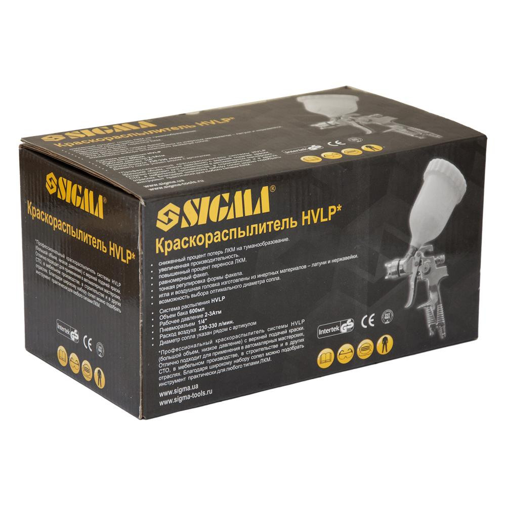 Sigma Краскораспылитель HVLP Ø1.8мм 140-280л/мин 3бар в/б 600мл (пласт) хром SIGMA (6812141) Коломыя - изображение 2