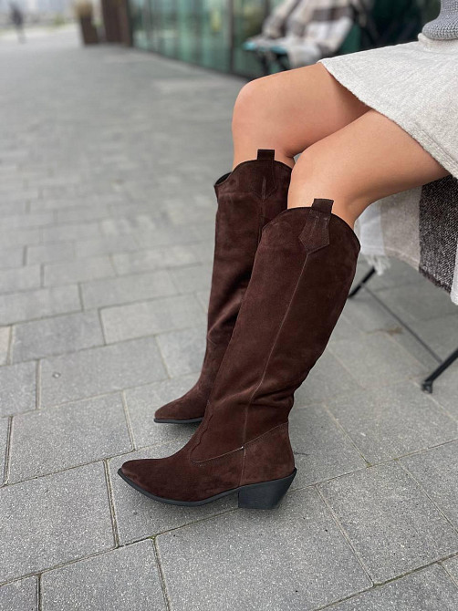 Edan Instruments Чоботи жіночі EDAN K/B шоколадні замша натуральна высота 36см обхват 39-40см к Коломыя - изображение 6
