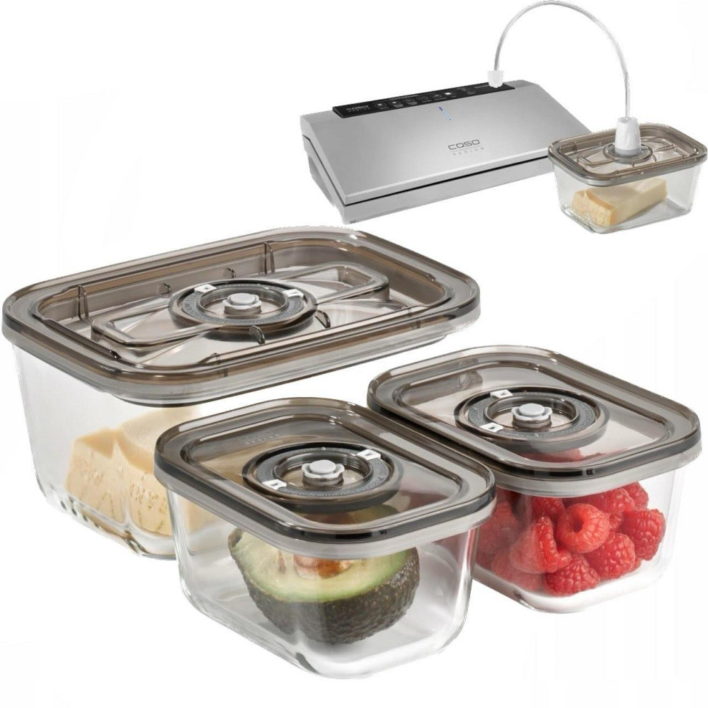 Набір Вакуумних контейнерів 3 шт зі скла 1500 мл та 500 мл + шланг з адаптером CASO (1177) Нововолинськ - фото 1