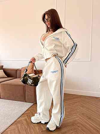 Женский спортивный оверсайз костюм двойка: кофта и штаны с лампасами Меланж Одесса