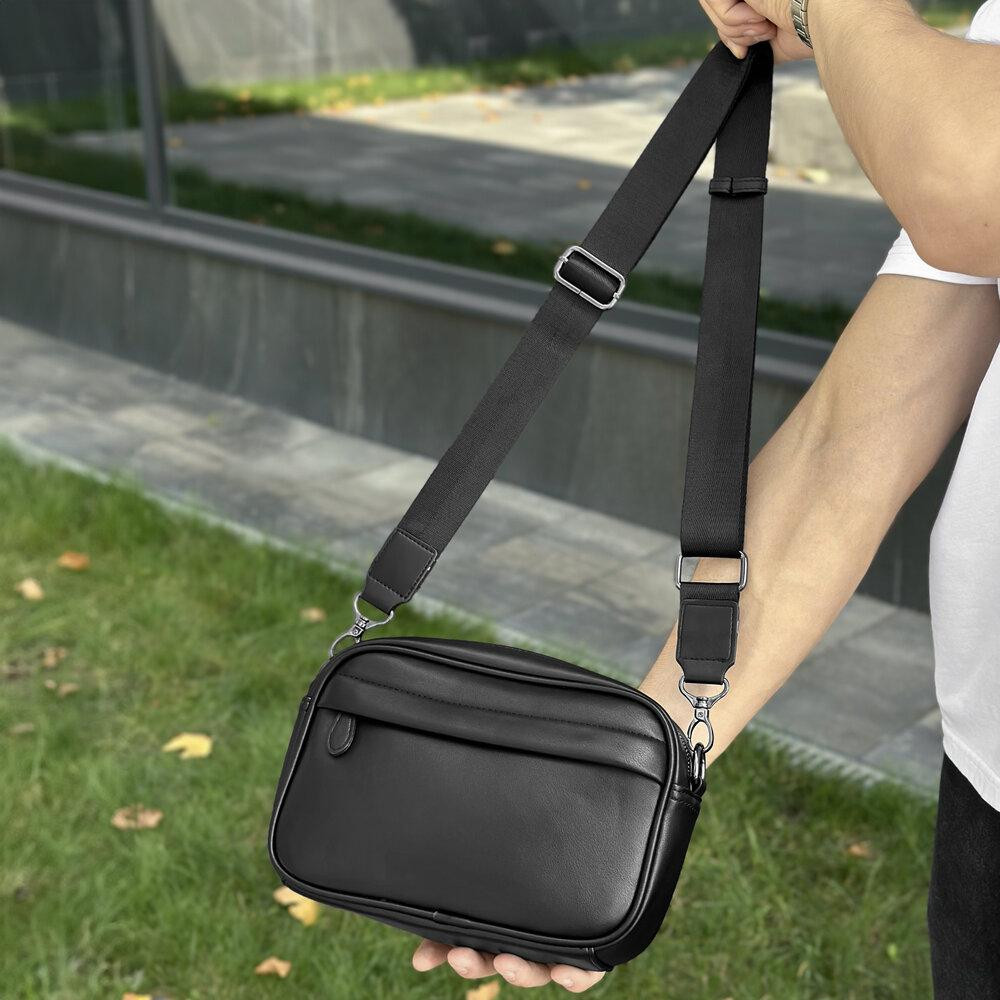 Кожаная черная мужская сумка Pobedov Delta Киев - изображение 3