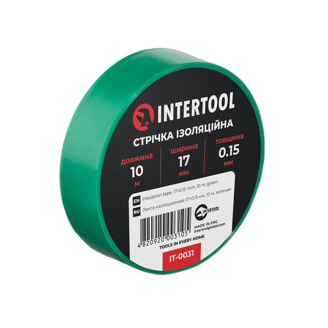 Стрічка ізоляційна 0.15мм*17мм*10м зелена INTERTOOL IT-0031 Київ - фото 4
