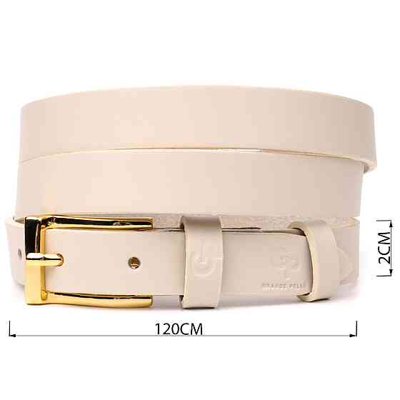 Красивый тонкий кожаный ремень для женщин GRANDE PELLE 22949 Молочный Киев