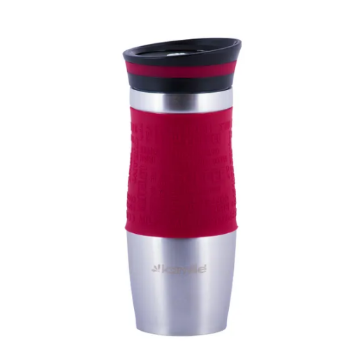 Термочашка 380мл з TPR вставкою нержавіюча сталь (чорний, червоний) KAMILLE 2069 Житомир