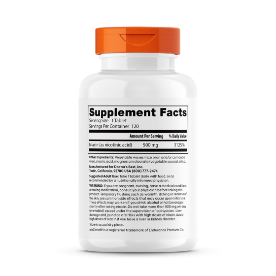 Витамин В3 (ниацин), Niacin, Doctor's Best, 500 мг, 120 таблеток Луцьк