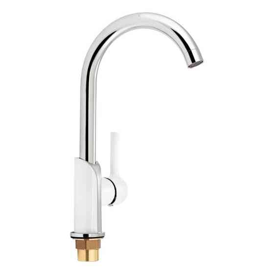 Змішувач для кухні з латуні Qtap Grand QTGRAWCR007F Chrome/White Харків