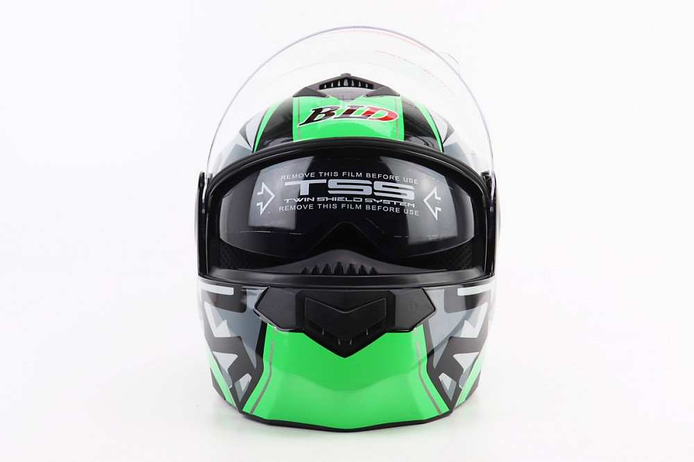 Шолом модуляр, закритий з відкидним підборіддям+відкидні окуляри BLD-159 М (57-58см), ЧОРНО-ЗЕЛЕНИЙ Київ - фото 6