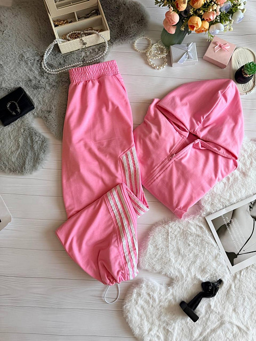 Жіночий стильний повсякденний костюм-двійка якісна двонитка Рожевий, 46/48 Одеса - фото 7