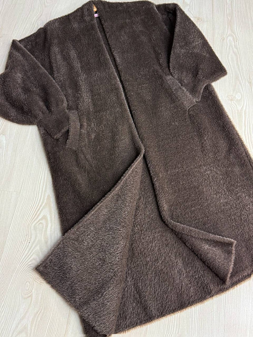 Кардиган жіночий Fancy Matinee 30740 ангора довгий з кишенями, коричневий, one size Київ - фото 14