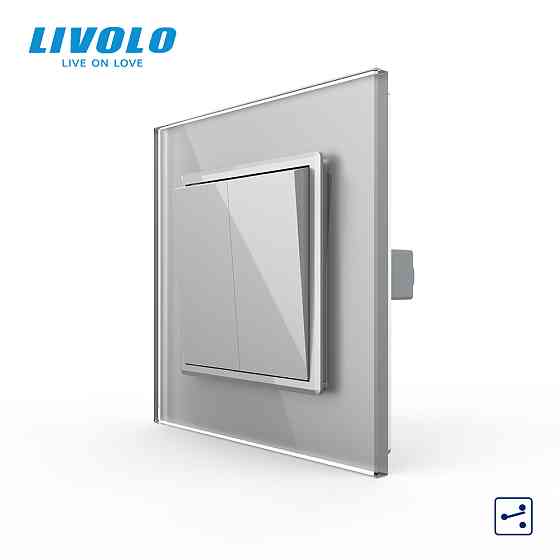 LIVOLO Двоклавішний прохідний вимикач Livolo сірий скло (VL-C7FCMKS-1IP) Коломыя