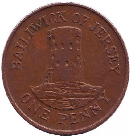 Вежа в Ле-Хок. Монета 1 пенні. 1986 рік, Джерсі. Полтава - фото 1