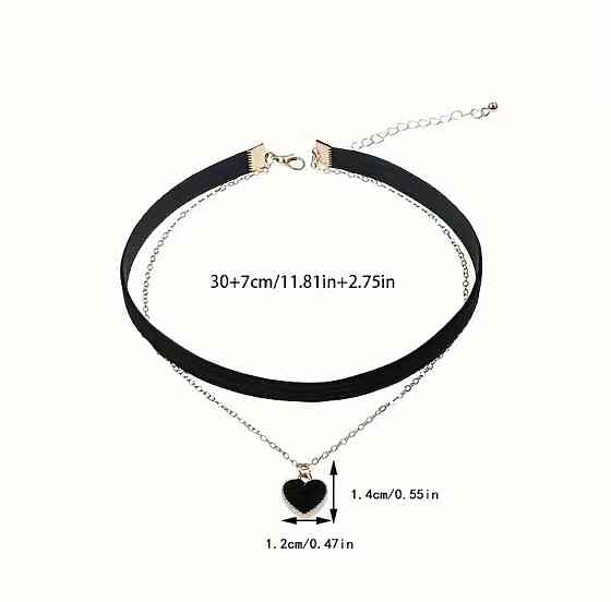 Чорний чокер з підвіскою серце – подвійне намисто на шию Київ