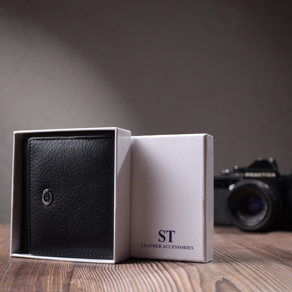 Гарний гаманець для жінок із натуральної шкіри ST Leather 22709 Чорний Київ - фото 1