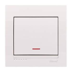 DERIY білий Вимикач внутрішній 1кл з підсвічуванням Лезард Житомир - фото 1