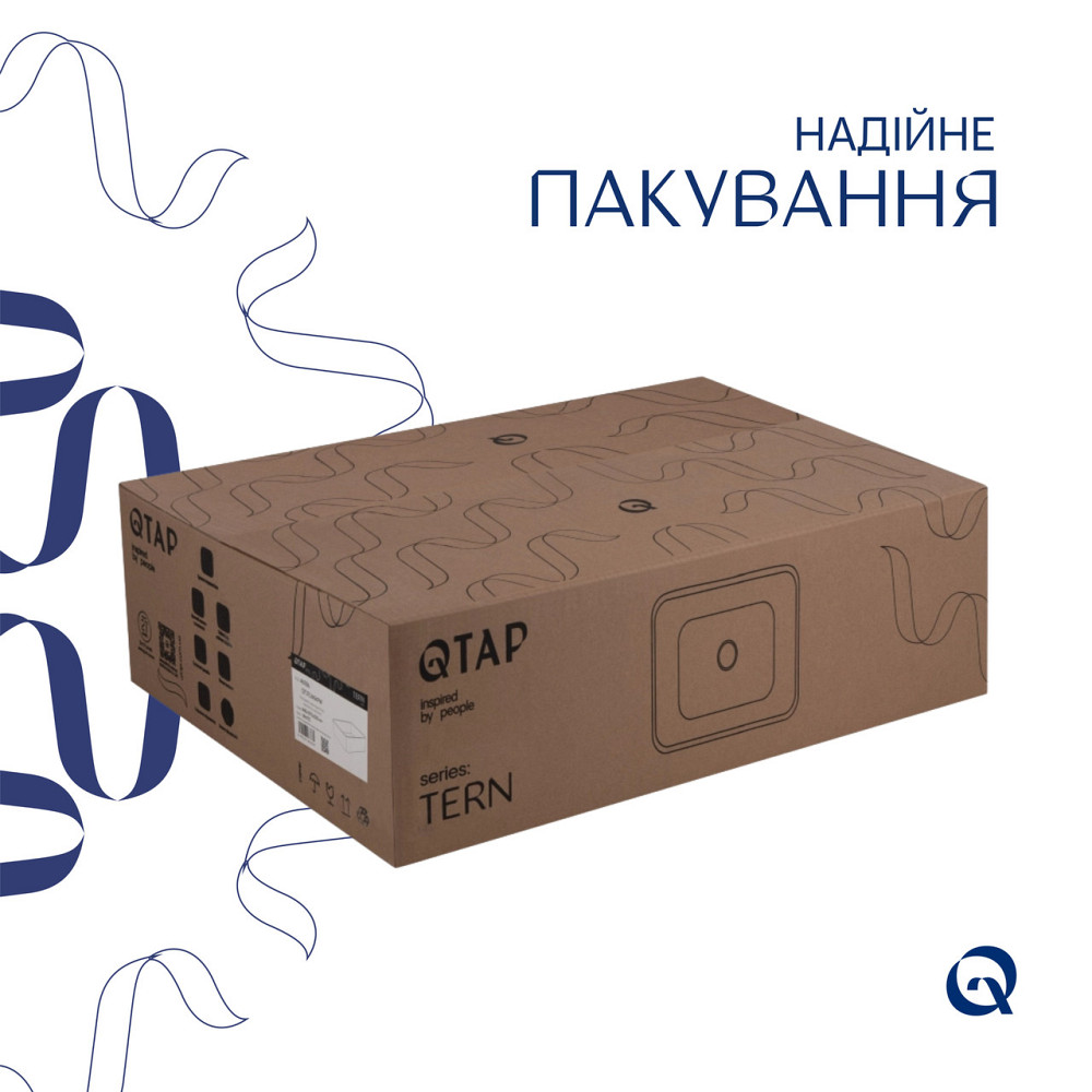 Комплект Qtap Tern: Раковина накладная прямоугольная 480х370х135 мм White + Донный клапан PU02 Киев - изображение 9