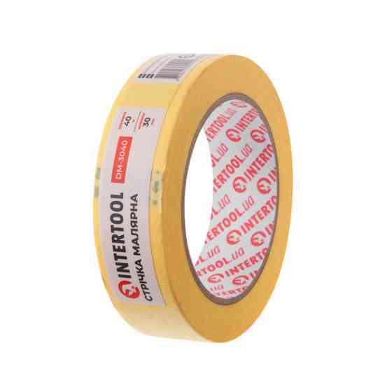 Лента малярная 30мм, 40м, желтая INTERTOOL DM-3040 Киев