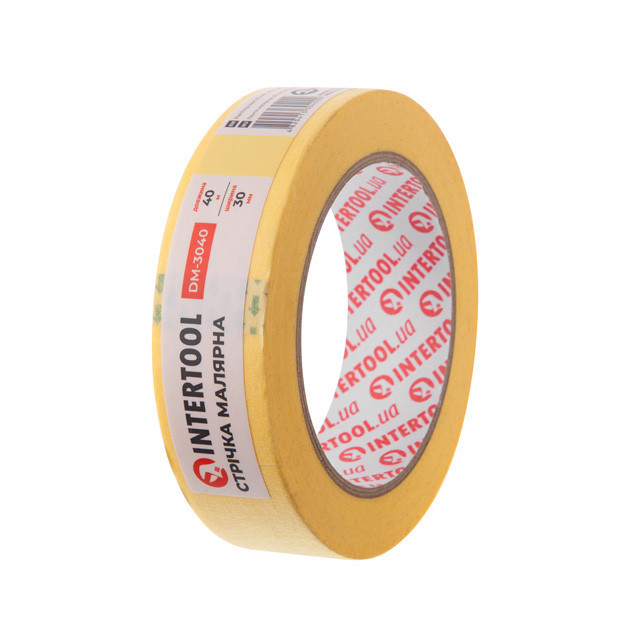 Стрічка малярна 30мм, 40м, жовта INTERTOOL DM-3040 Київ - фото 1
