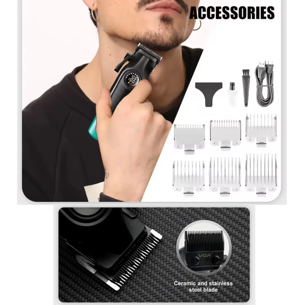 Машинка для стрижки аккумуляторная VGR V-196 2000 mAh LED дисплей Киев - изображение 6