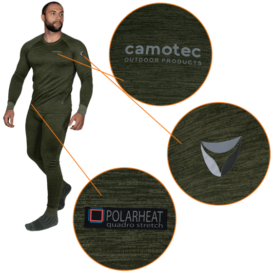 Мужское термобелье (костюм) Polarheat QS Pro 2.0 на флисе (Оливковый меланж) размер L Винница