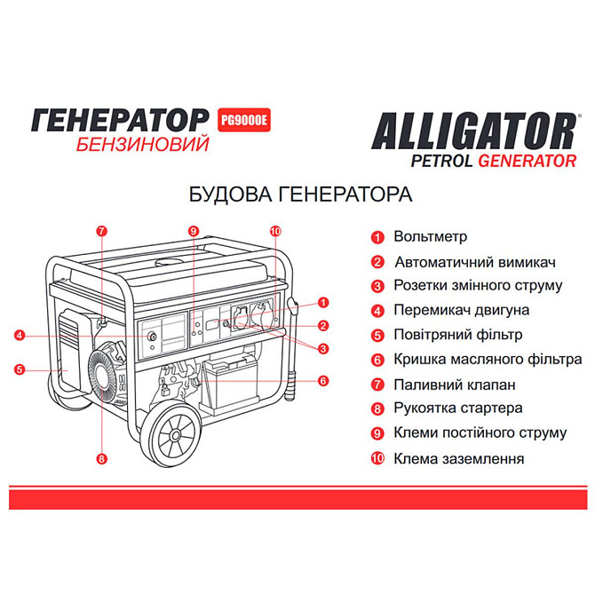 Генератор Alligator бензиновый 7,5кВт (ном 7,0кВт) с электростартером Днепр - изображение 3