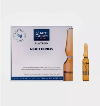 Мартідерм Нічні ампули для оновлення шкіри обличчя MartiDerm Platinum Night Renew Ampollas 10 амп Дніпро - фото 1