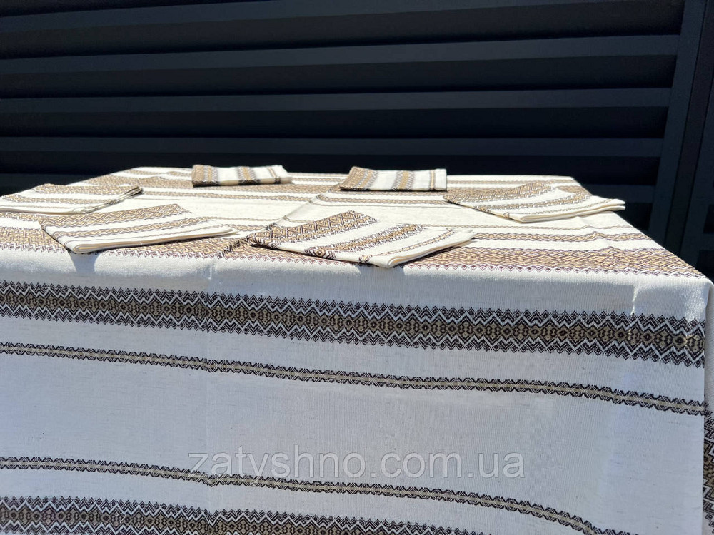 Вишита скатертина з серветками кавова Київ - фото 4