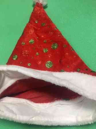 Новогодняя шапка в горошек с мехом для детей и взрослых - размер окружности около 56 см, текстиль Киев