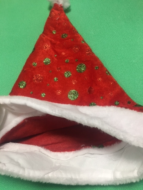 Новорічна шапка в горошок з мехом для дітей та дорослих, розмір по колу приблизно 56 см, текстиль Київ - фото 3