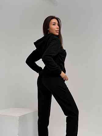 Жіночий повсякденний теплий костюм на флісі двійка Чорний, 50/52 Одеса