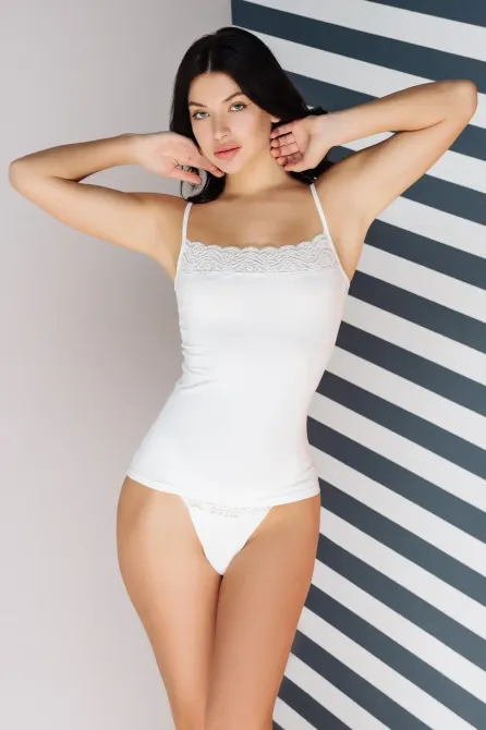 Женская майка Lans на тонких бретельках, стрейчевая с кружевом Lans 31/008 Киев - изображение 6