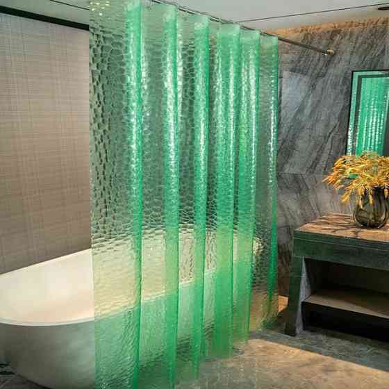 Шторка для душа и ванной комнаты с 3 магнитами-утяжелителями, цвет прозрачно-зеленый Каменец-Подольский