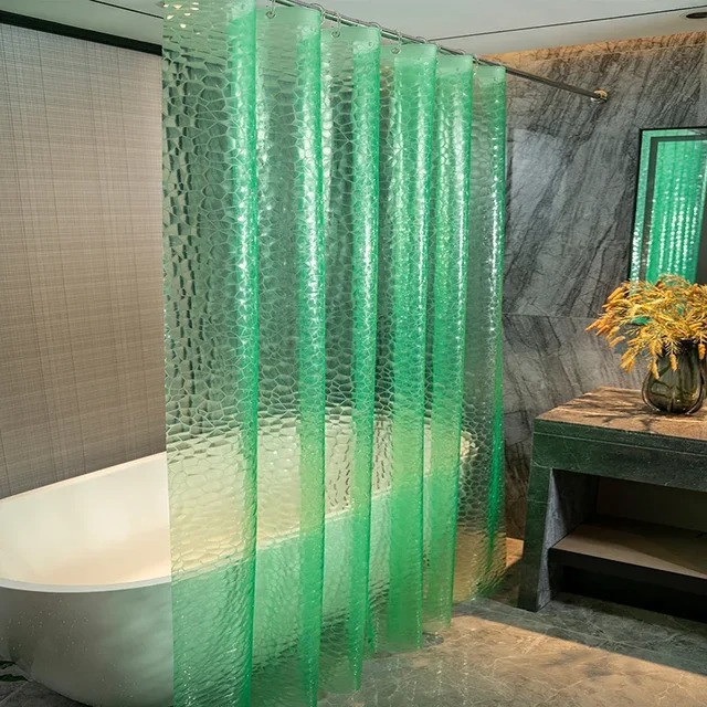 Шторка для душу та ванної кімнати з 3 магнітами-обважнювачами, колір прозоро-зелений Кам'янець-Подільський - фото 4