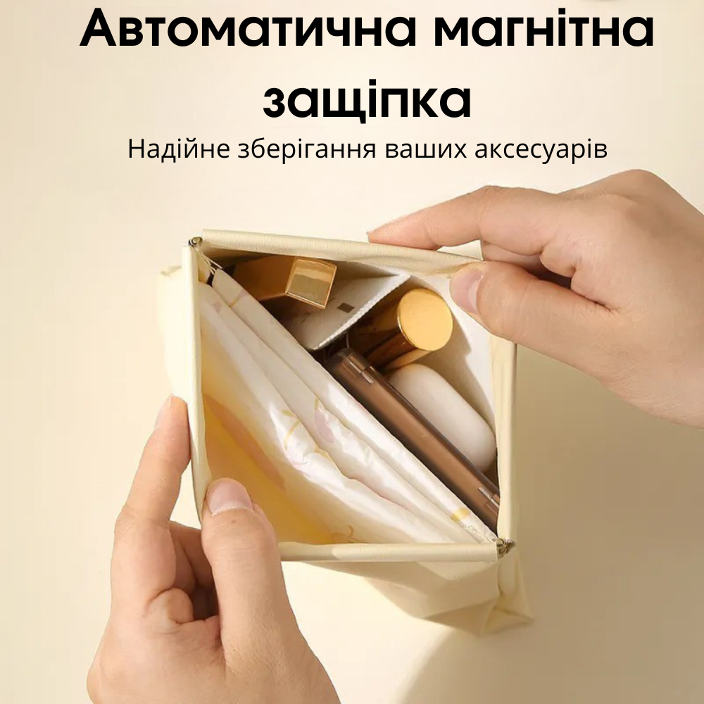 Косметичка для хранения аксессуаров портативная,большой футляр для мелочей на магнитной клипсе,белый Каменец-Подольский - изображение 2