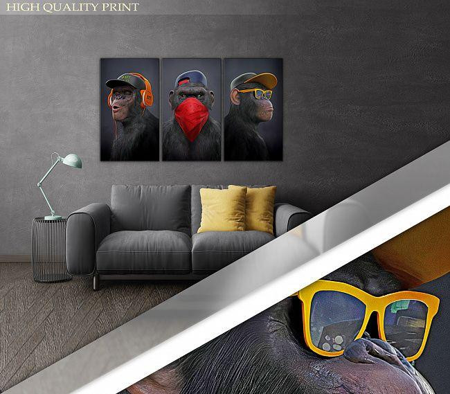Модульна картина "Три мудрі мавпи" Art-480_3 (53ч100см) Київ - фото 2