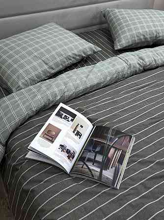 Ecotton Комплект постільної білизни Ecotton Євро 210х220 см сірий клітинка лінія (20001АВ) Коломия