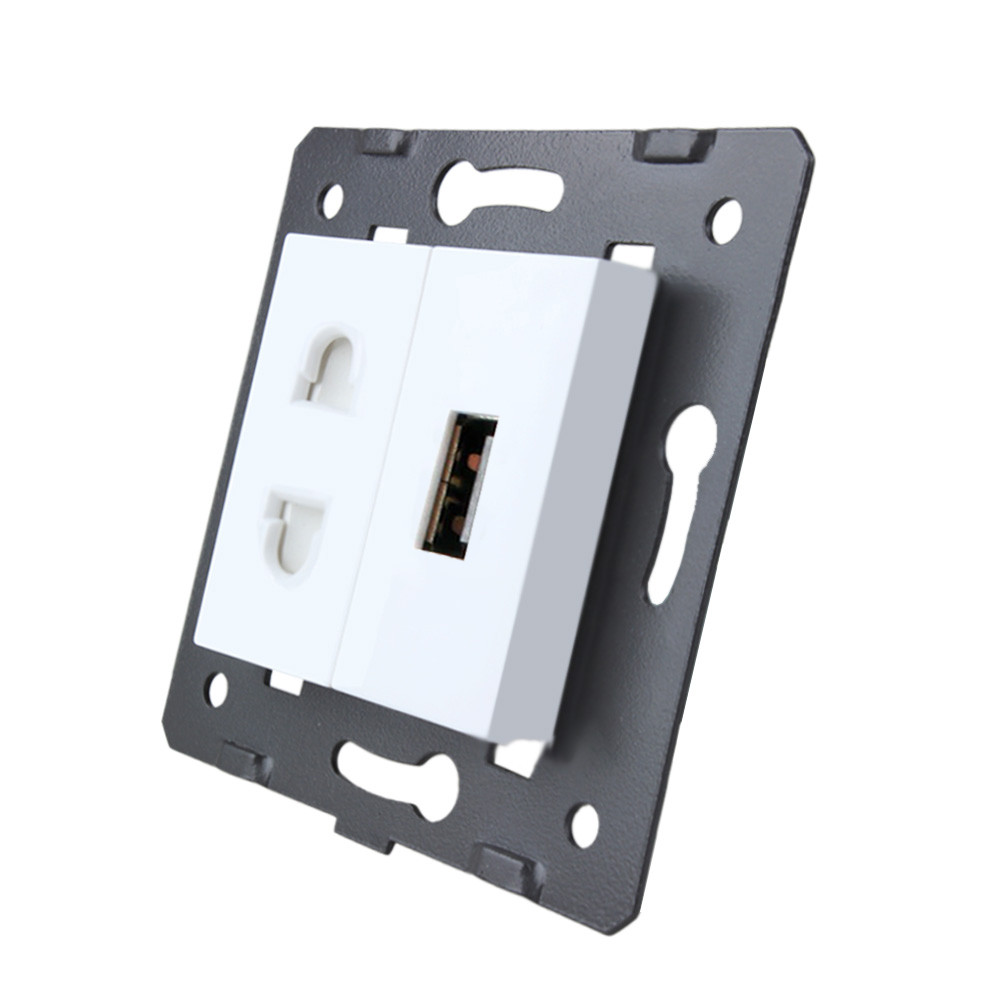 LIVOLO Розетка LIVOLO універсальна + USB зарядка 5V 2.1A, біла, 16А 230В, з шторками, модуль (C Київ - фото 1