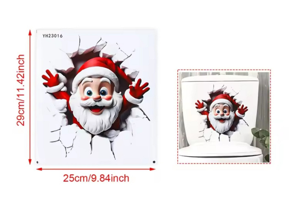 Новорічна наклейка Дід Мороз  26 на 29 см білий Київ - фото 3