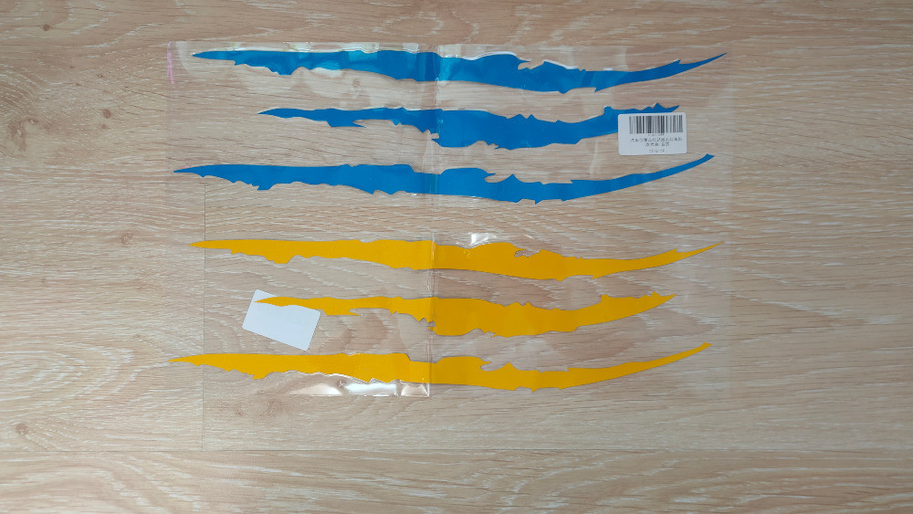 Наклейка на авто Царапина Когтем Жёлтая, Синяя све Киев - изображение 1