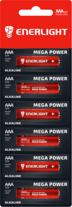 Батарейка мініпальчик ENERLIGHT MEGA POWER AAA 1.5V блістер 6 шт. Рівне - фото 1