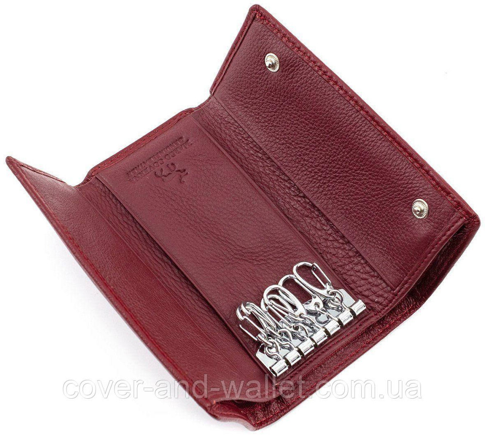 Бордовая кожаная ключница кошелек с карабинами под каждый ключ Marco Coverna Киев - изображение 3