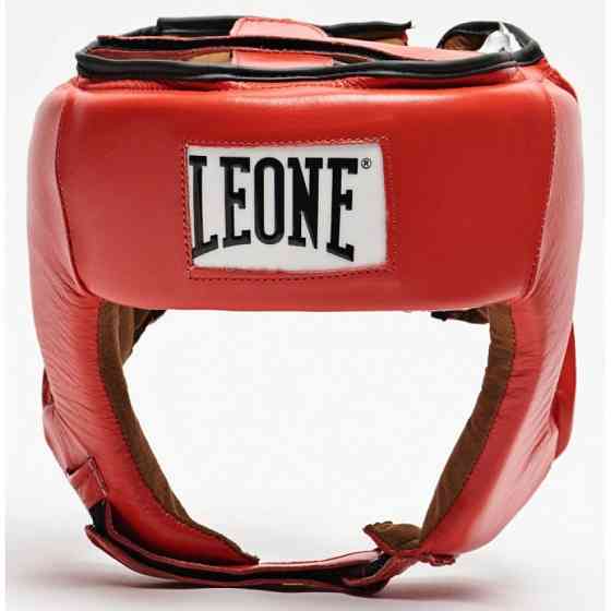 Боксерський шолом турнірний для змагань червоний натуральна шкіра Leone Contest Red розмір S Київ