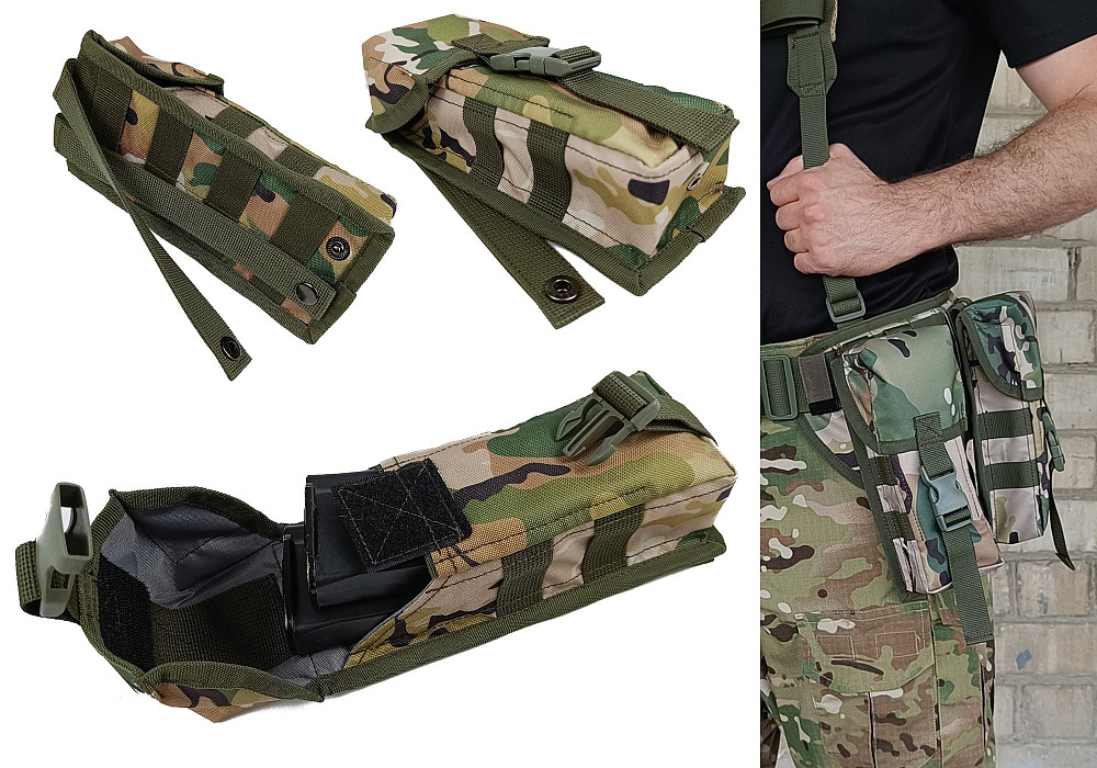 Підсумок під два магазини АК одинарний закритий мультикам (MOLLE, підсумок на розгрузку, жилет, РПС) Коломия - фото 1