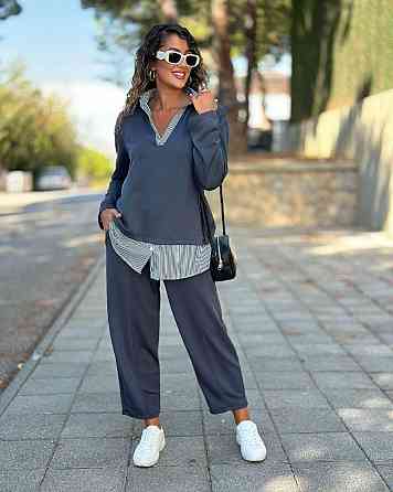 Стильний жіночий костюм двоїнка + котон. Графіт, 52/54 Одеса