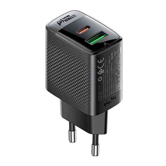 Мережевий зарядний пристрій ACEFAST A98 PD30W GaN (USB-C+USB-A) charger Black (6974316283263) Київ