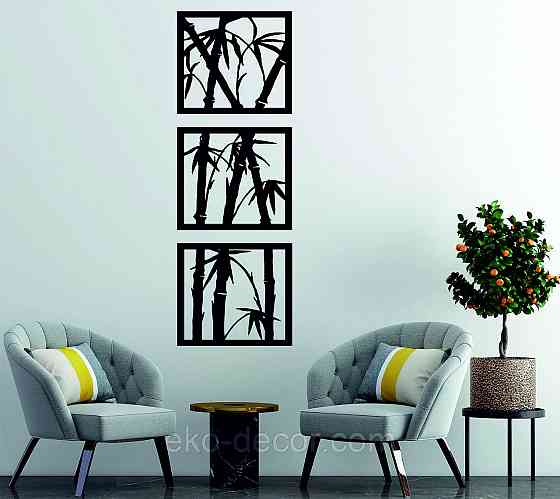 Декоративное настенное Панно «Пальма» Декор на стену 50*140, Черный Киев