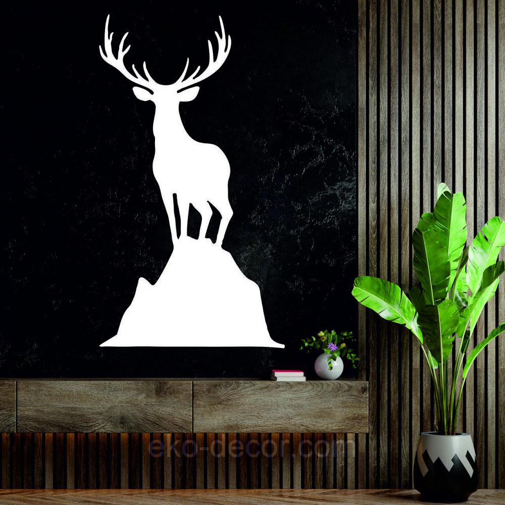Декоративное настенное Панно «Олень», Декор на стену 90*49 см, Белый Киев - изображение 2