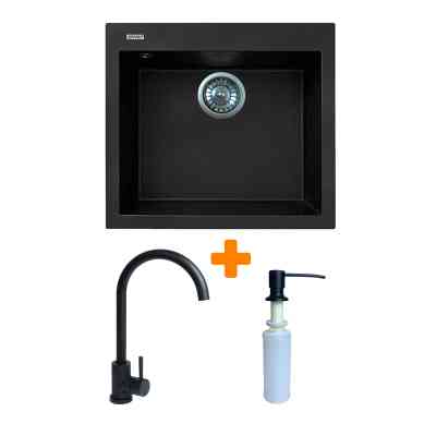 Мойка кухонная Adamant Univer чорний + змішувач + дозатор (4824296902103) Винница