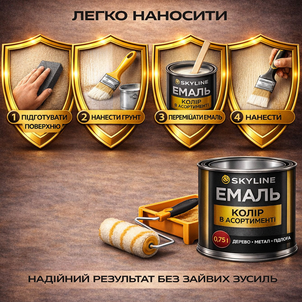 Фарба для підлоги SkyLine RAL 7035 Світло-сіра акрилова емаль, зносостійка, вологостійка, без запаху, для бетону та дерева 0.75 л Харків - фото 7