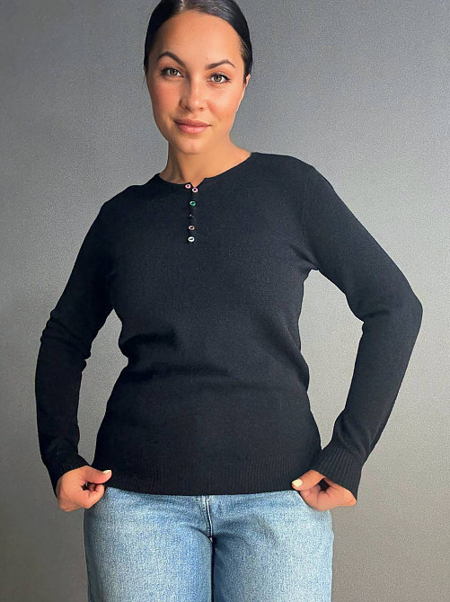 Свитер женский A-N 02493 букле с пуговицами тонкий и теплый базовый, черный, one size Киев - изображение 11